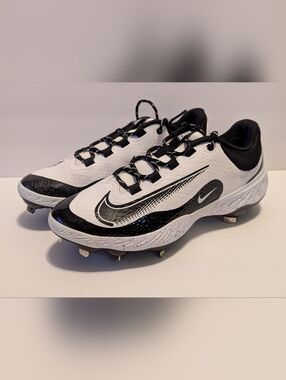 Nike Alpha Huarache Elite 4 Low Men's Sizes White Metal Cleats FD2745-110